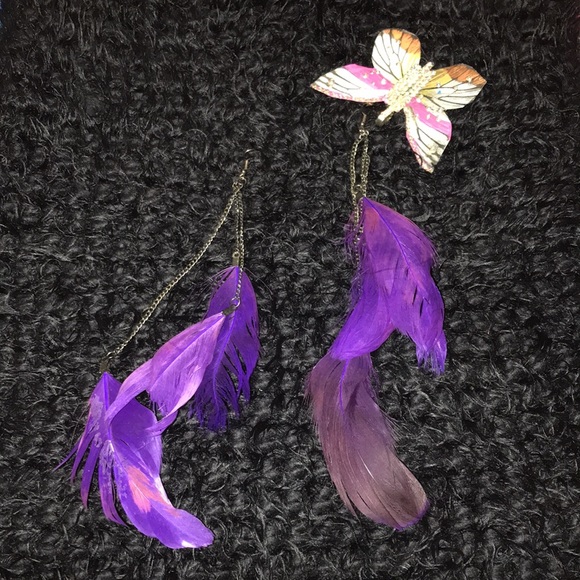 Purple Feather Earrings - Picture 6 of 16